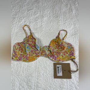 Stone Fox Swim Floral Underwire Bikini Top in Yellow, Pink, Blue